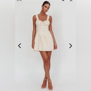 Selfie Leslie Florabella Corset Bodice Bow Mini Dress – Cream (Size Small)
